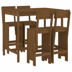 vidaXL Garden Bar Set Outdoor Bar Table Set Bar Stool 5 Piece Solid Wood Pine - honey brown pine