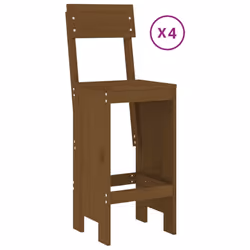 vidaXL Garden Bar Set Outdoor Bar Table Set Bar Stool 5 Piece Solid Wood Pine - honey brown pine