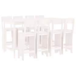 vidaXL Garden Bar Set Outdoor Bar Table Set Bar Stool 9 Piece Solid Wood Pine - white pine