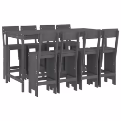 vidaXL Garden Bar Set Outdoor Bar Table Set Bar Stool 9 Piece Solid Wood Pine - grey pine