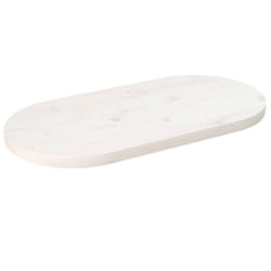 vidaXL Table Top Desk Top Wooden Dining Table Top White Solid Wood Pine Oval - white, 70 x 35 x 2.5 cm