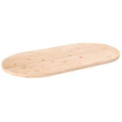 vidaXL Table Top Desk Top Wooden Dining Table Top White Solid Wood Pine Oval - brown, 90 x 45 x 2.5 cm