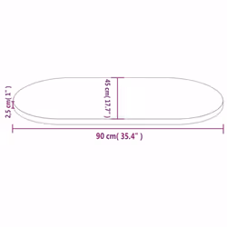 vidaXL Table Top Desk Top Wooden Dining Table Top White Solid Wood Pine Oval - brown, 90 x 45 x 2.5 cm