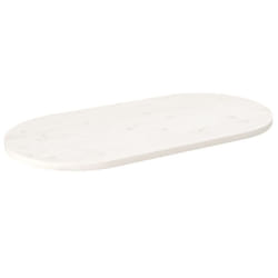 vidaXL Table Top Desk Top Wooden Dining Table Top White Solid Wood Pine Oval - white, 100 x 50 x 2.5 cm