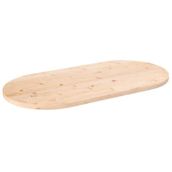 vidaXL Table Top Desk Top Wooden Dining Table Top White Solid Wood Pine Oval - brown, 110 x 55 x 2.5 cm