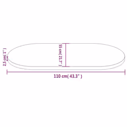 vidaXL Table Top Desk Top Wooden Dining Table Top White Solid Wood Pine Oval - brown, 110 x 55 x 2.5 cm