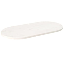 vidaXL Table Top Desk Top Wooden Dining Table Top White Solid Wood Pine Oval - white, 110 x 55 x 2.5 cm