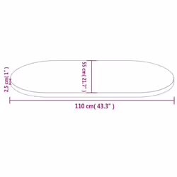 vidaXL Table Top Desk Top Wooden Dining Table Top White Solid Wood Pine Oval - white, 110 x 55 x 2.5 cm