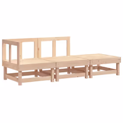 vidaXL Garden Middle Sofa Footrest Outdoor Sofa Coffee Table Solid Wood Pine - natural pine, corner + middle + footrest
