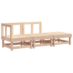 vidaXL Garden Middle Sofa Footrest Outdoor Sofa Coffee Table Solid Wood Pine - natural pine, corner + middle + footrest