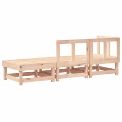 vidaXL Garden Middle Sofa Footrest Outdoor Sofa Coffee Table Solid Wood Pine - natural pine, corner + middle + footrest