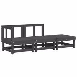 vidaXL Garden Middle Sofa Footrest Outdoor Sofa Coffee Table Solid Wood Pine - grey pine, corner + middle + footrest