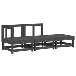 vidaXL Garden Middle Sofa Footrest Outdoor Sofa Coffee Table Solid Wood Pine - grey pine, corner + middle + footrest