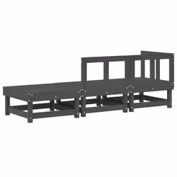 vidaXL Garden Middle Sofa Footrest Outdoor Sofa Coffee Table Solid Wood Pine - grey pine, corner + middle + footrest