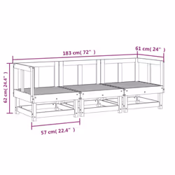 vidaXL Garden Middle Sofa Footrest Outdoor Sofa Coffee Table Solid Wood Pine - grey pine, 2x corner +middle - Additional view 3