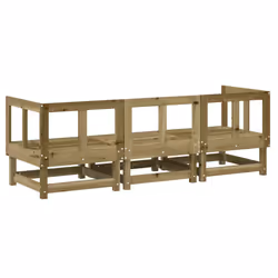 vidaXL Garden Middle Sofa Footrest Outdoor Sofa Coffee Table Solid Wood Pine - natural impregnated, 2x corner +middle - Additional view 2