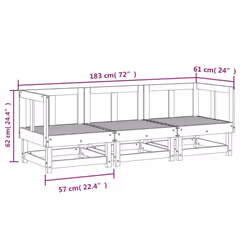 vidaXL Garden Middle Sofa Footrest Outdoor Sofa Coffee Table Solid Wood Pine - natural impregnated, 2x corner +middle - Additional view 6