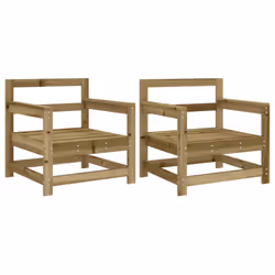 vidaXL Garden Middle Sofas Outdoor Sofa Sectional Sofa 2 pcs Solid Wood Pine - natural impregnated, armchair