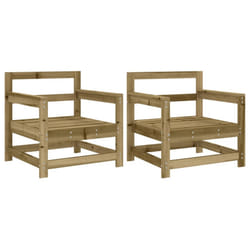vidaXL Garden Middle Sofas Outdoor Sofa Sectional Sofa 2 pcs Solid Wood Pine - natural impregnated, armchair