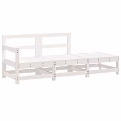 vidaXL Garden Middle Sofas Outdoor Sofa Sectional Sofa 2 pcs Solid Wood Pine - white pine, corner + middle + footrest