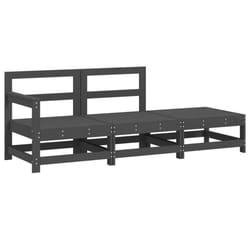 vidaXL Garden Middle Sofas Outdoor Sofa Sectional Sofa 2 pcs Solid Wood Pine - grey pine, corner + middle + footrest
