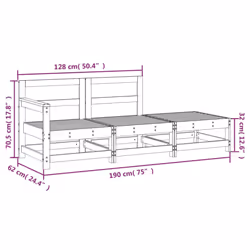 vidaXL Garden Middle Sofas Outdoor Sofa Sectional Sofa 2 pcs Solid Wood Pine - natural douglas, corner + middle + footrest