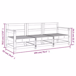 vidaXL Garden Middle Sofas Outdoor Sofa Sectional Sofa 2 pcs Solid Wood Pine - grey pine, 2x corner + middle