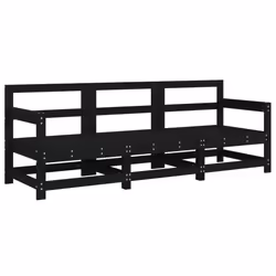 vidaXL Garden Middle Sofas Outdoor Sofa Sectional Sofa 2 pcs Solid Wood Pine - black pine, 2x corner + middle