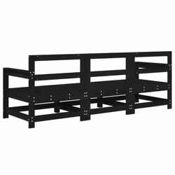 vidaXL Garden Middle Sofas Outdoor Sofa Sectional Sofa 2 pcs Solid Wood Pine - black pine, 2x corner + middle