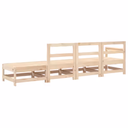 vidaXL Garden Middle Sofas Outdoor Sofa Sectional Sofa 2 pcs Solid Wood Pine - natural pine, corner + 2x middle + footrest - Additional view 2