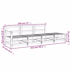 vidaXL Garden Middle Sofas Outdoor Sofa Sectional Sofa 2 pcs Solid Wood Pine - natural pine, corner + 2x middle + footrest - Additional view 3