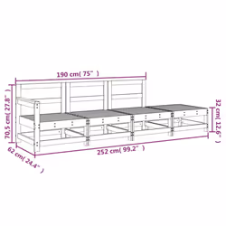 vidaXL Garden Middle Sofas Outdoor Sofa Sectional Sofa 2 pcs Solid Wood Pine - natural impregnated, corner + 2x middle + footrest
