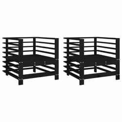 vidaXL Garden Chairs Outdoor Chair Seat Armchair 2 pcs Black Solid Wood Pine