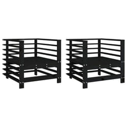 vidaXL Garden Chairs Outdoor Chair Seat Armchair 2 pcs Black Solid Wood Pine