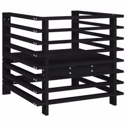 vidaXL Garden Chairs Outdoor Chair Seat Armchair 2 pcs Black Solid Wood Pine - Additional view 5