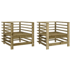 vidaXL Garden Chairs Outdoor Chair Seat Armchair 2 pcs Impregnated Wood Pine