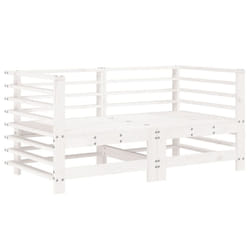 vidaXL Garden Corner Sofas Outdoor Sectional Sofa 2 pcs White Solid Wood Pine