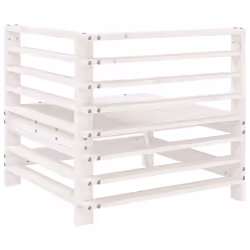 vidaXL Garden Corner Sofas Outdoor Sectional Sofa 2 pcs White Solid Wood Pine - Additional view 5