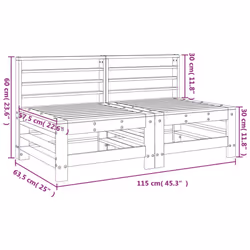 vidaXL Garden Middle Sofas Outdoor Sectional Sofa 2 pcs White Solid Wood Pine - Additional view 7