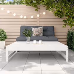 vidaXL Garden Middle Sofa Footrest Outdoor Sofa Coffee Table Solid Wood Pine - white pine, footrest