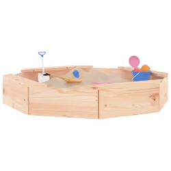 vidaXL Sandbox with Seats Kids Toy Outdoor Sandpit Octagon Solid Wood Pine - natural pine, 111 x 111 x 20 cm - Additional view 2