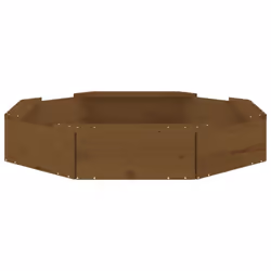 vidaXL Sandbox with Seats Kids Toy Outdoor Sandpit Octagon Solid Wood Pine - honey brown pine, 111 x 111 x 20 cm - Additional view 4