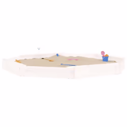 vidaXL Sandbox with Seats Kids Toy Outdoor Sandpit Octagon Solid Wood Pine - white pine, 232 x 232 x 20 cm - Additional view 2
