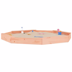 vidaXL Sandbox with Seats Kids Toy Outdoor Sandpit Octagon Solid Wood Pine - natural douglas, 232 x 232 x 20 cm - Additional view 2