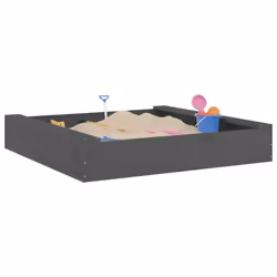 vidaXL Sandbox with Seats Kids Toy Outdoor Sandpit Square Solid Wood Pine - grey pine, 111 x 111 x 20 cm - Additional view 2