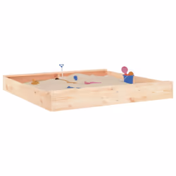 vidaXL Sandbox with Seats Kids Toy Outdoor Sandpit Square Solid Wood Pine - natural pine, 160 x 160 x 20 cm - Additional view 2