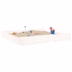 vidaXL Sandbox with Seats Kids Toy Outdoor Sandpit Square Solid Wood Pine - white pine, 160 x 160 x 20 cm - Additional view 2