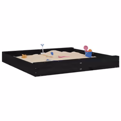 vidaXL Sandbox with Seats Kids Toy Outdoor Sandpit Square Solid Wood Pine - black pine, 160 x 160 x 20 cm - Additional view 2