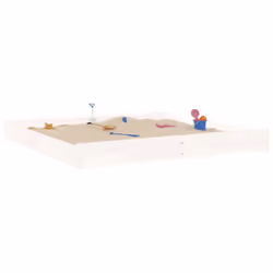 vidaXL Sandbox with Seats Kids Toy Outdoor Sandpit Square Solid Wood Pine - white pine, 200 x 200 x 20 cm - Additional view 2