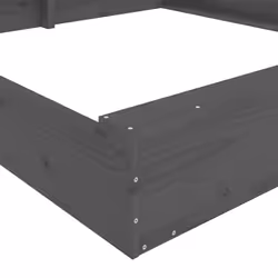 vidaXL Sandbox with Seats Kids Toy Outdoor Sandpit Square Solid Wood Pine - grey pine, 200 x 200 x 20 cm - Additional view 6